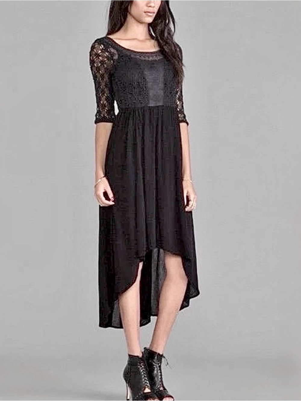 Free People NWT Snap Out Of It Lonesome Dove High/Low Mixed Media Dress, Size 6